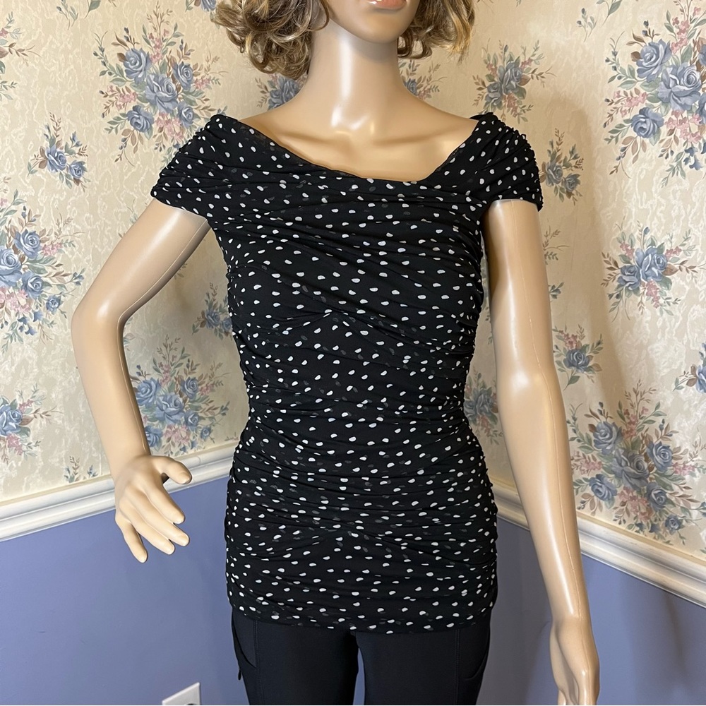 White House Black Market Dot Mesh Knit Top, Size Xxs